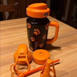 Coldest Black and Orange Paw Print Water Bottle